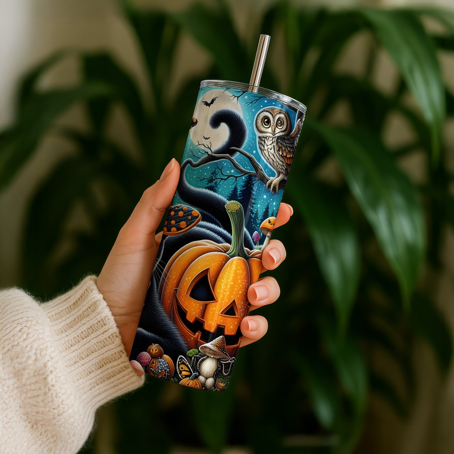 Halloween Spooky Black Cat 20oz Tumbler