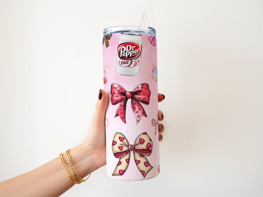 Dr Pepper Pink Bow 20oz Tumbler