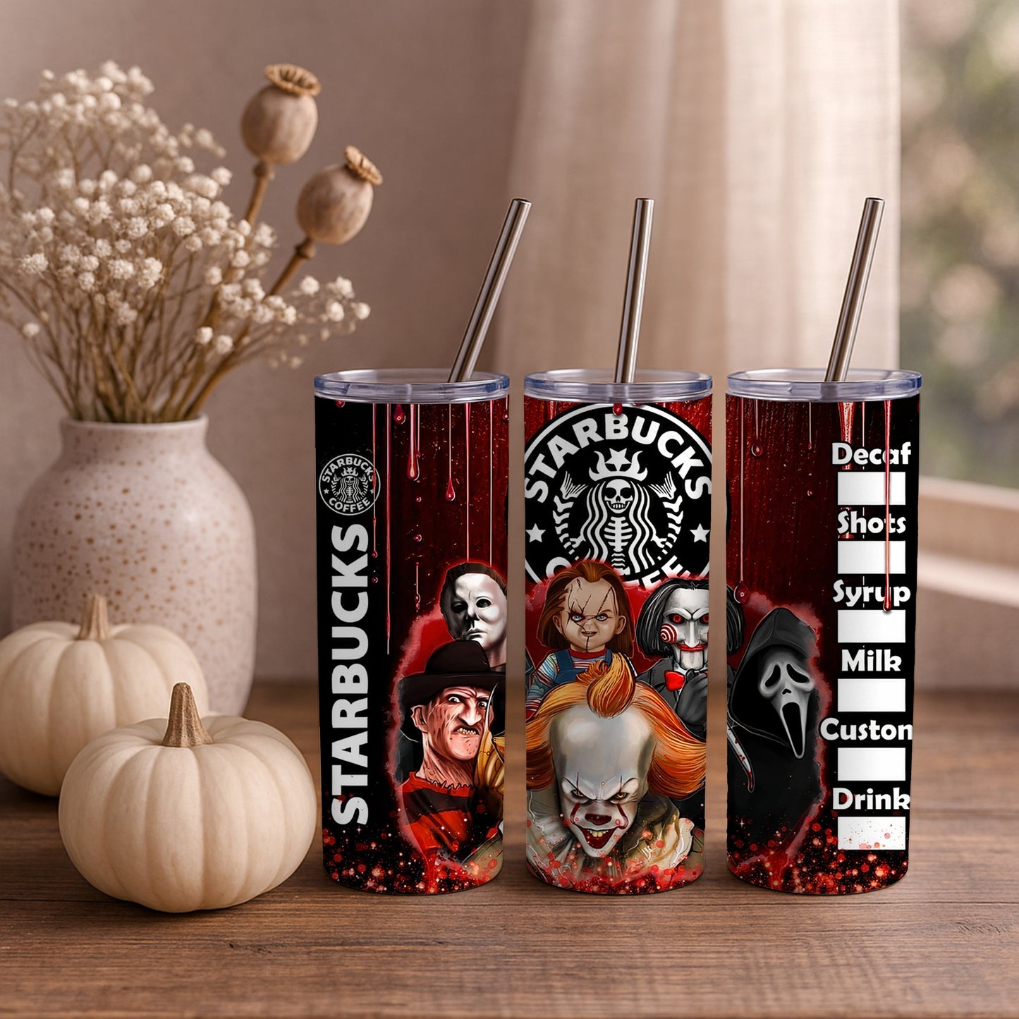 Horror Movie Characters Starbucks Inspired 20oz Tumbler