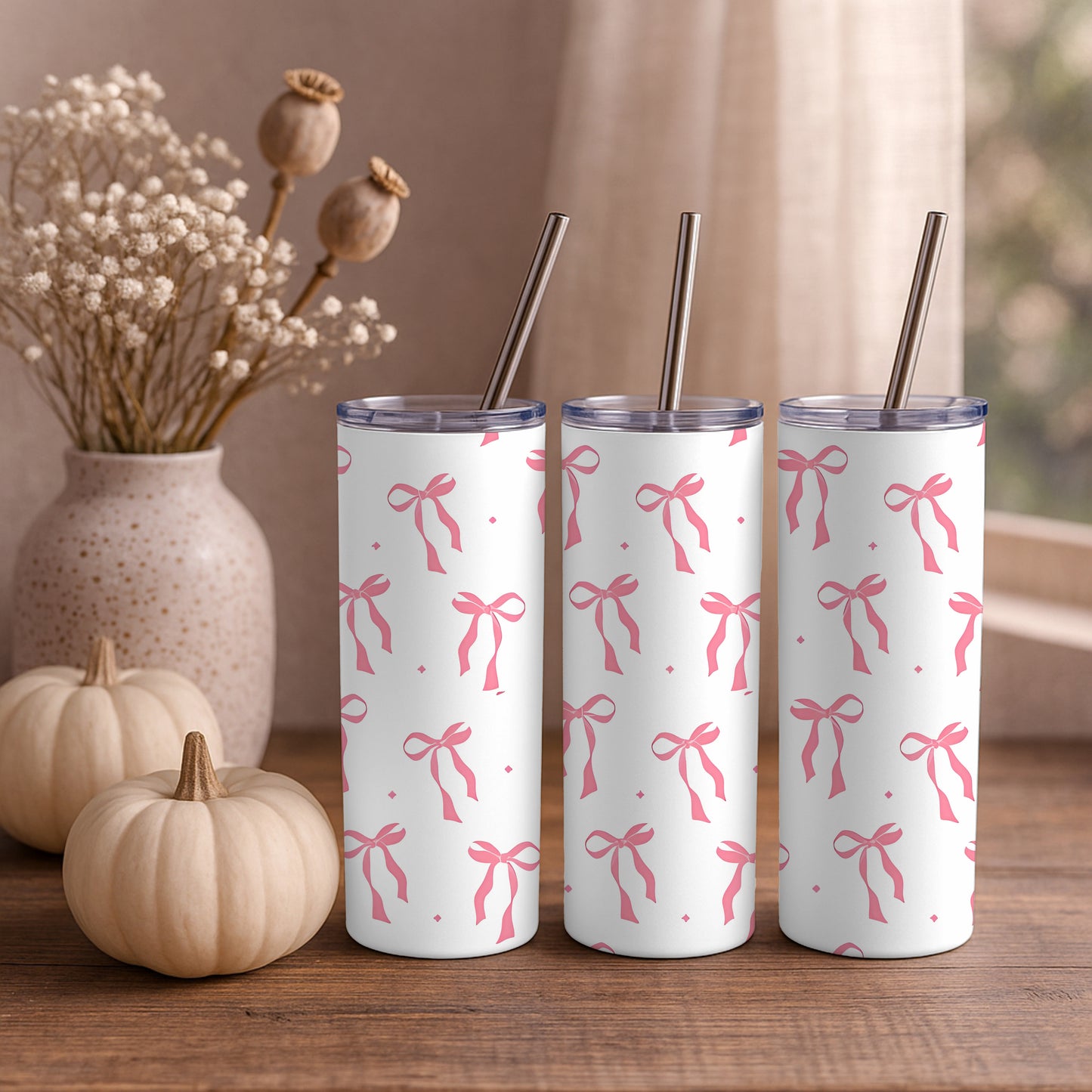 Pink Bow Patterned 20oz Tumbler