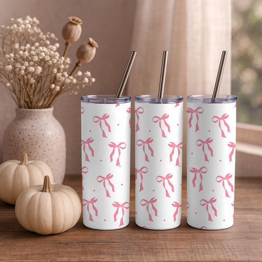 Pink Bow Patterned 20oz Tumbler