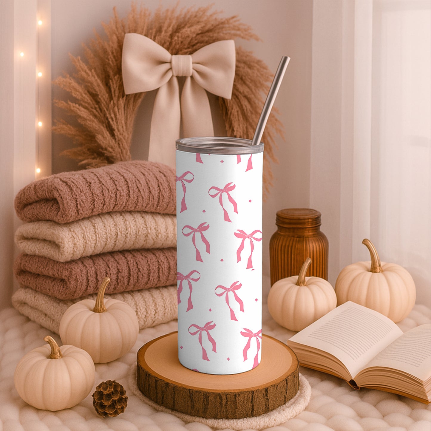 Pink Bow Patterned 20oz Tumbler