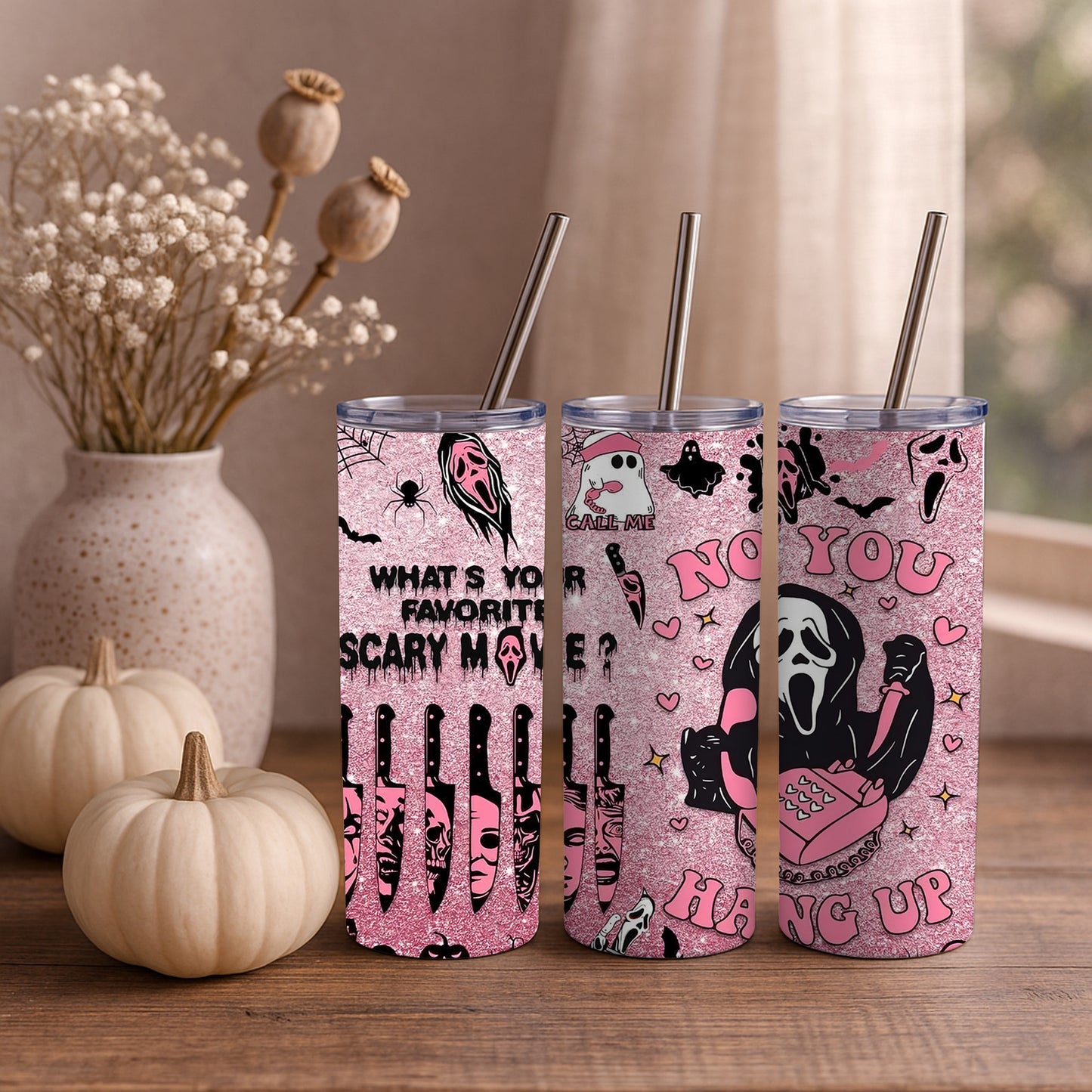 Pink Glittery Scream 20oz Tumbler