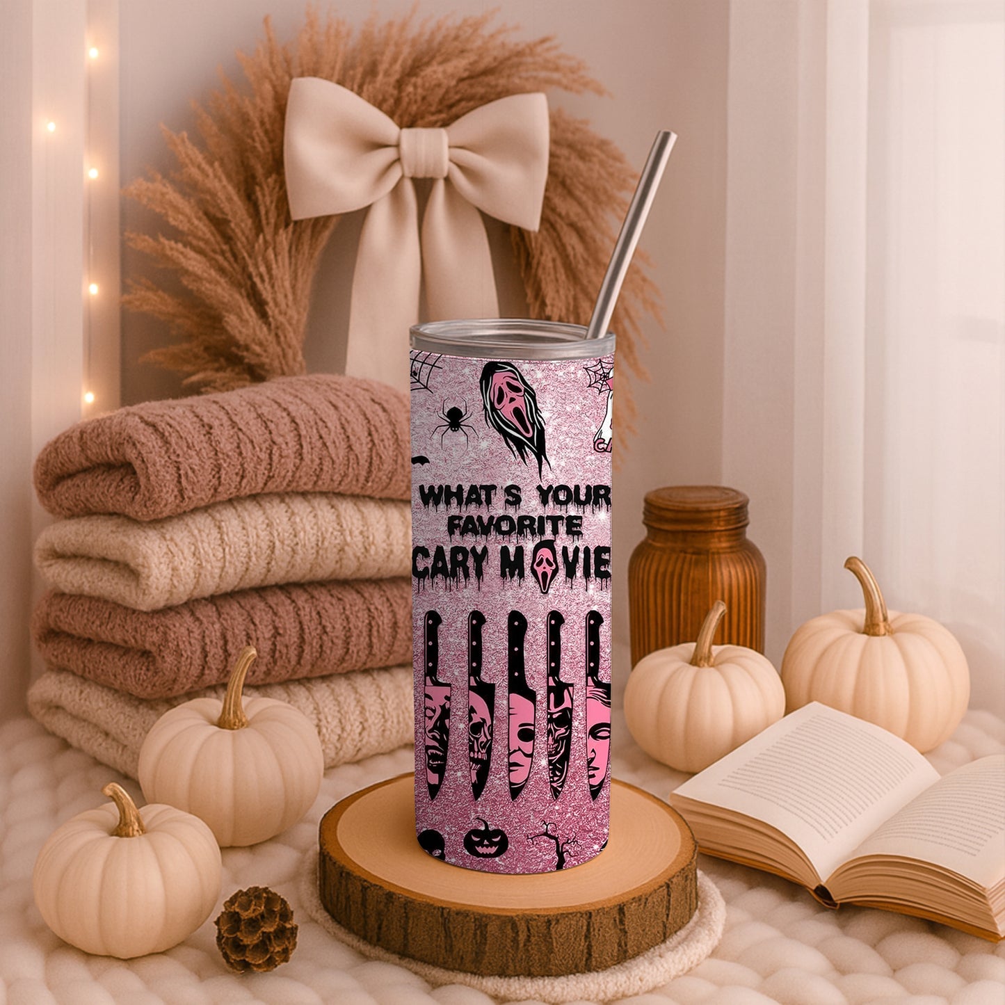 Pink Glittery Scream 20oz Tumbler
