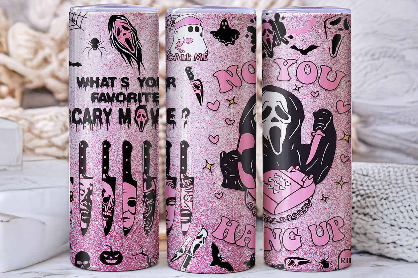 Pink Glittery Scream 20oz Tumbler