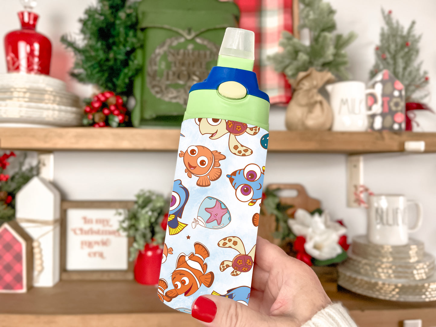 Nemo Pattern 12oz Childrens Insulated Water Bottle - Blue and Green