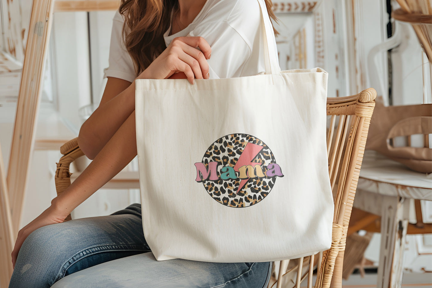 Leapord Print Mama Organic Tote Bag