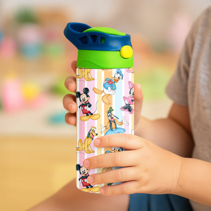 Original Gang Pattern 12oz Childrens Insulated Water Bottle - Green and Blue