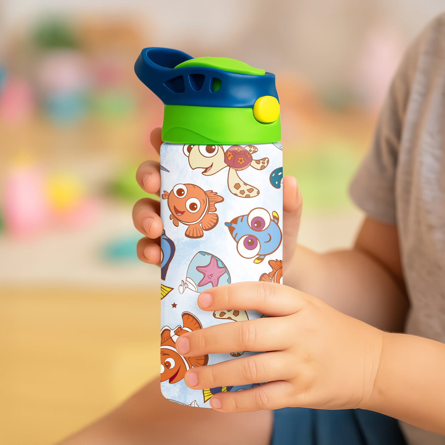 Nemo Pattern 12oz Childrens Insulated Water Bottle - Blue and Green