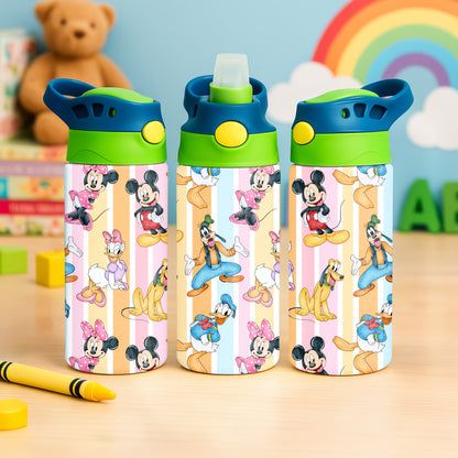 Original Gang Pattern 12oz Childrens Insulated Water Bottle - Green and Blue