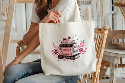 Book Stack Organic Tote Bag