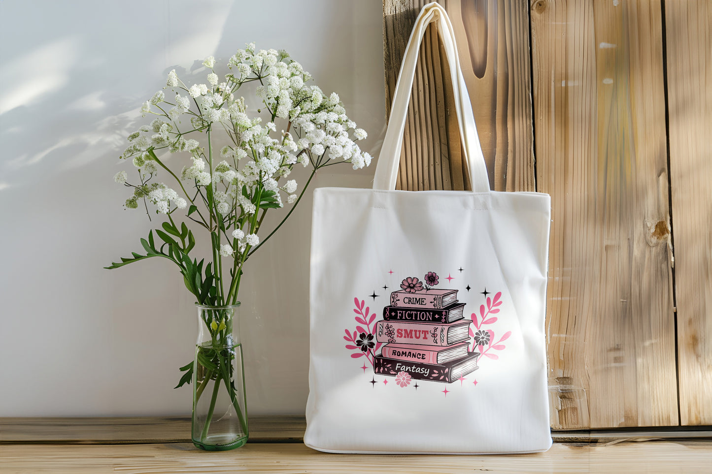 Book Stack Organic Tote Bag
