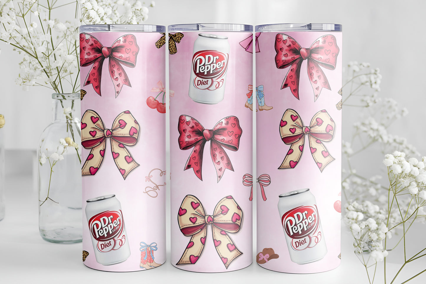 Dr Pepper Pink Bow 20oz Tumbler