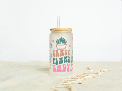 Crazy Plant Lady 16oz Libbey Jar Glass