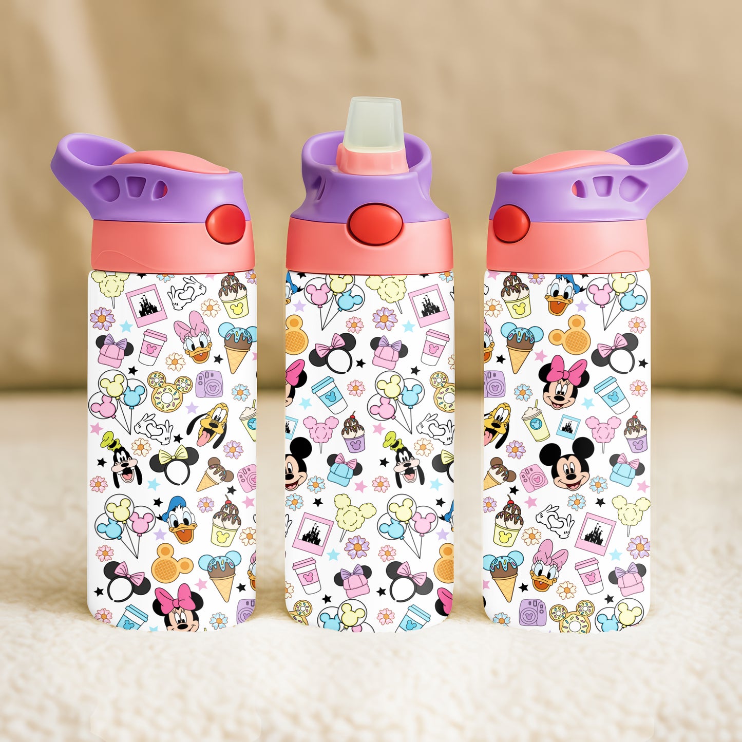 Magical Pattern 12oz Childrens Insulated Water Bottle - Pink and Purple