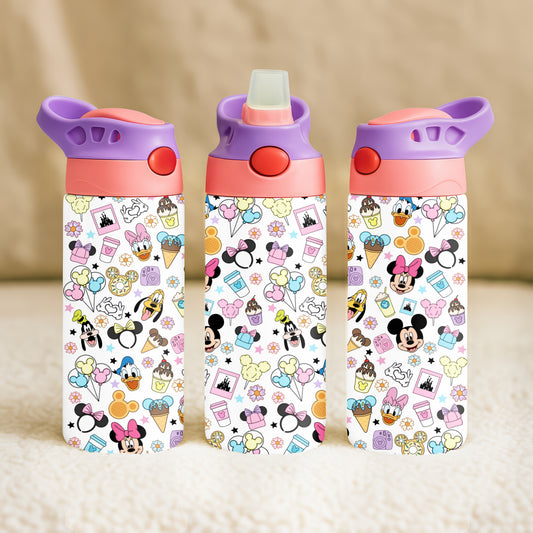 Magical Pattern 12oz Childrens Insulated Water Bottle - Pink and Purple