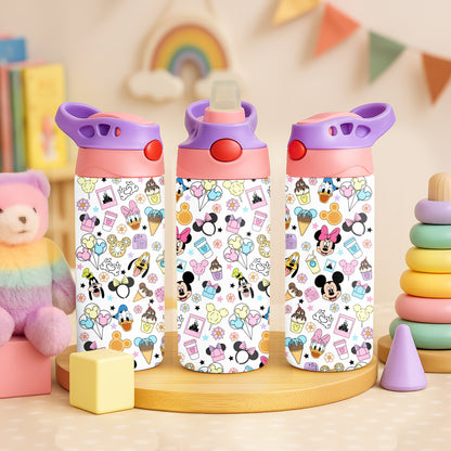 Magical Pattern 12oz Childrens Insulated Water Bottle - Pink and Purple