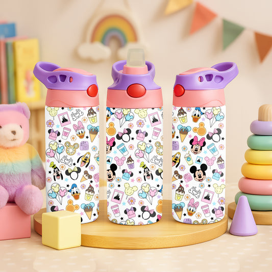 Magical Pattern 12oz Childrens Insulated Water Bottle - Pink and Purple