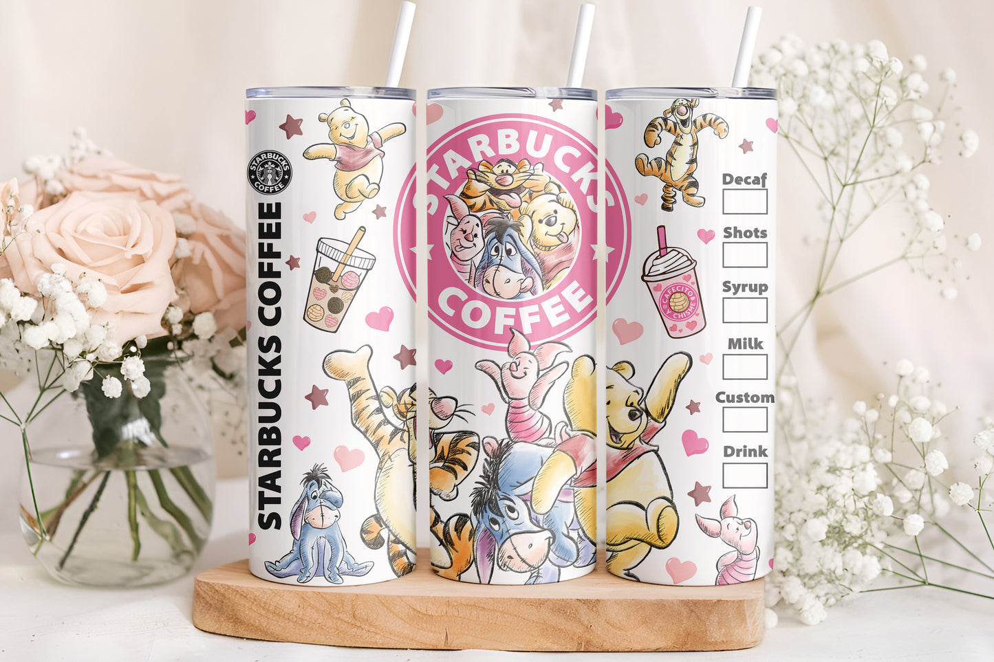 Winnie the Pooh Valentines Starbucks 20oz Tumbler