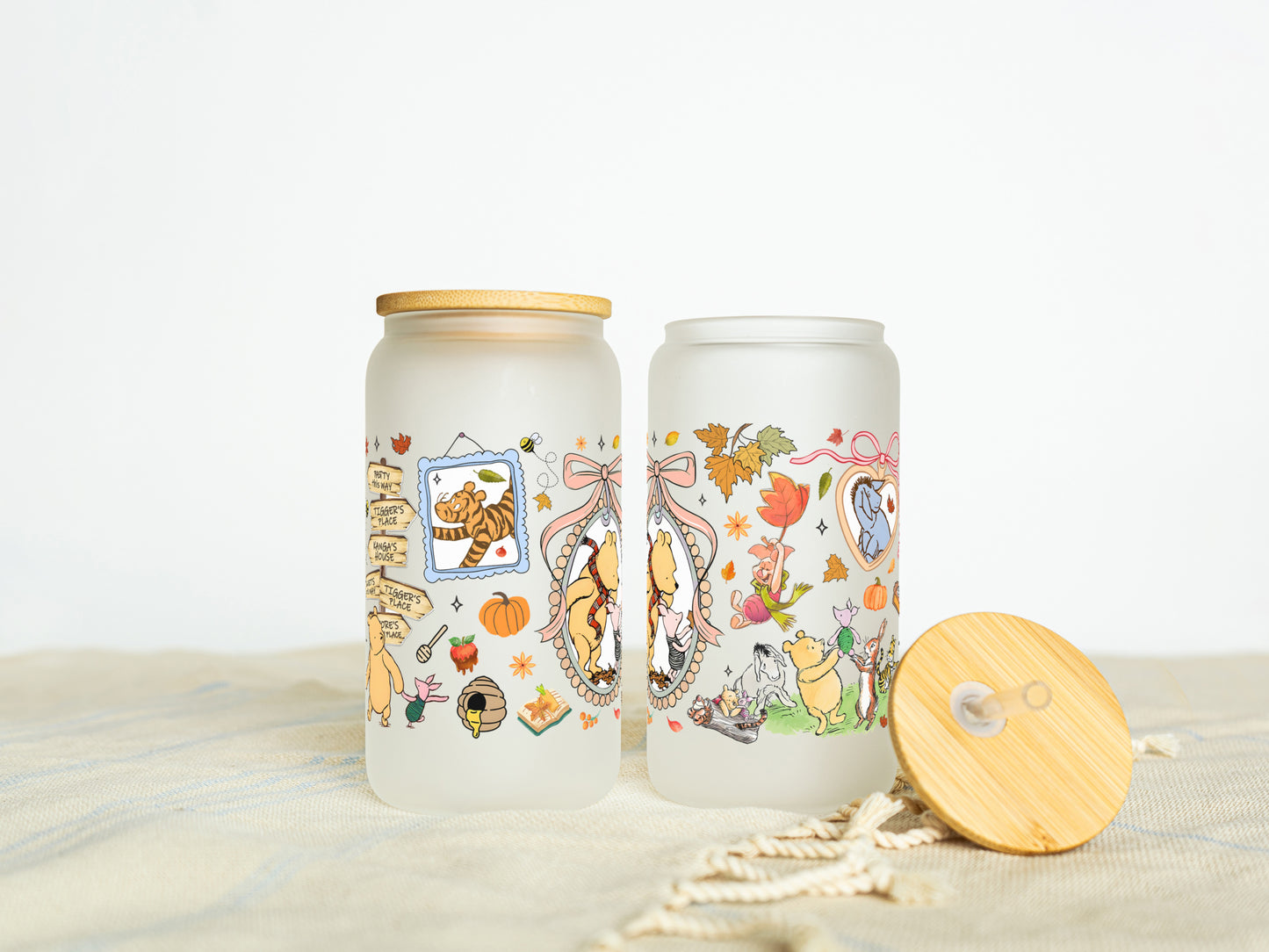 Vintage Winnie the Pooh 16oz Libbey Jar Glass