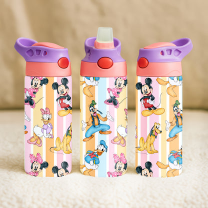 Original Gang Pattern 12oz Childrens Insulated Water Bottle - Pink and Purple